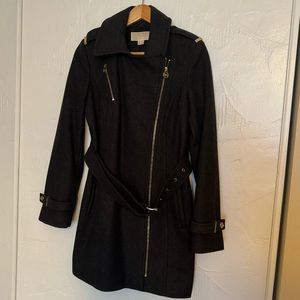 Michael Kors Women's Wool Blend Zip-Front Coat in Gray Color Size 4